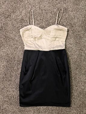 H&M Two-Tone Spaghetti Strap Mini Dress in Ivory and Black
